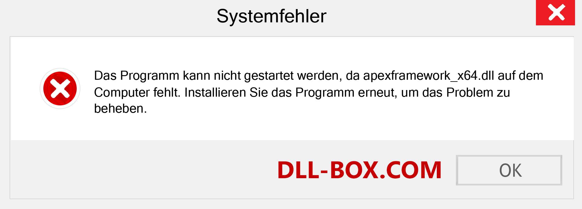 apexframework_x64.dll-Datei fehlt?. Download für Windows 7, 8, 10 - Fix apexframework_x64 dll Missing Error unter Windows, Fotos, Bildern